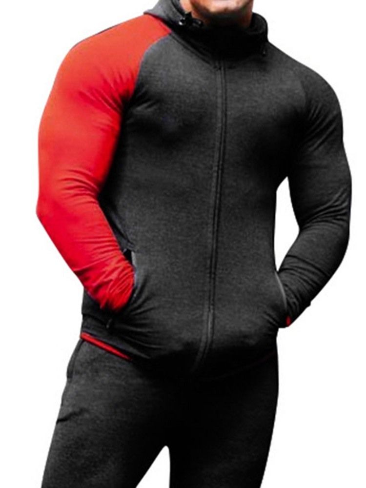 Pocket Pullover Color Block Hommes Hoodies Slim