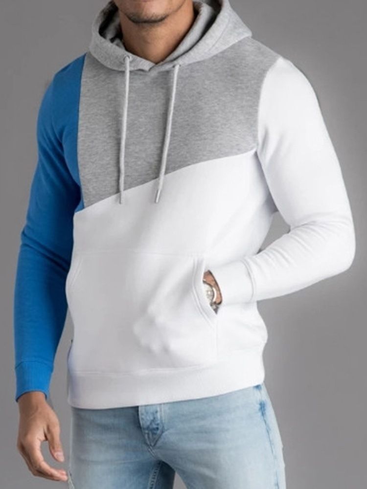 Pull À Capuche Épais Pour Hommes Avec Blocs De Couleurs