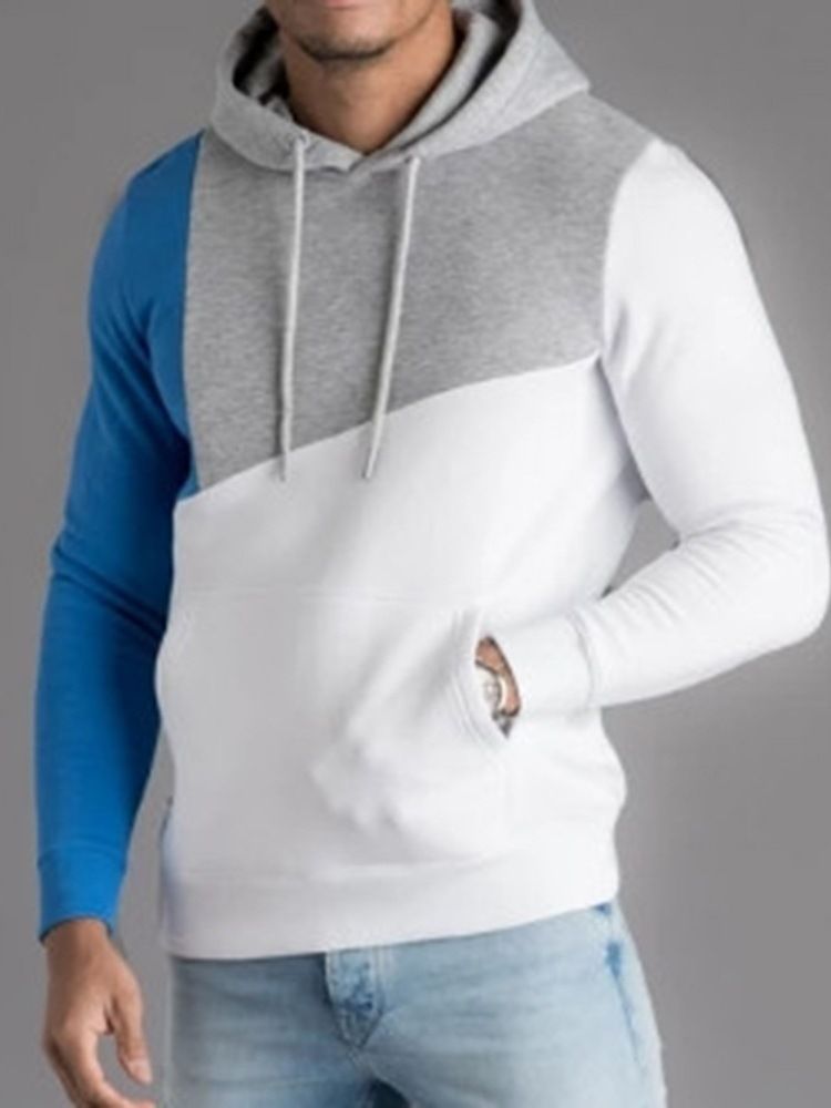 Pull À Capuche Épais Pour Hommes Avec Blocs De Couleurs