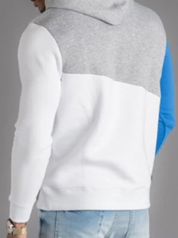 Pull À Capuche Épais Pour Hommes Avec Blocs De Couleurs