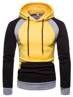 Pull Color Block Poche À Capuche Slim Hommes Hoodies