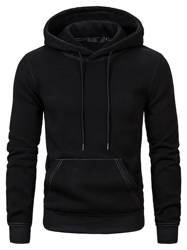 Pullover Pocket Plain Slim Hoodies Pour Hommes