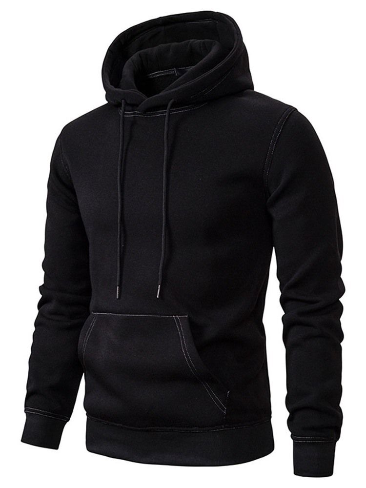 Pullover Pocket Plain Slim Hoodies Pour Hommes