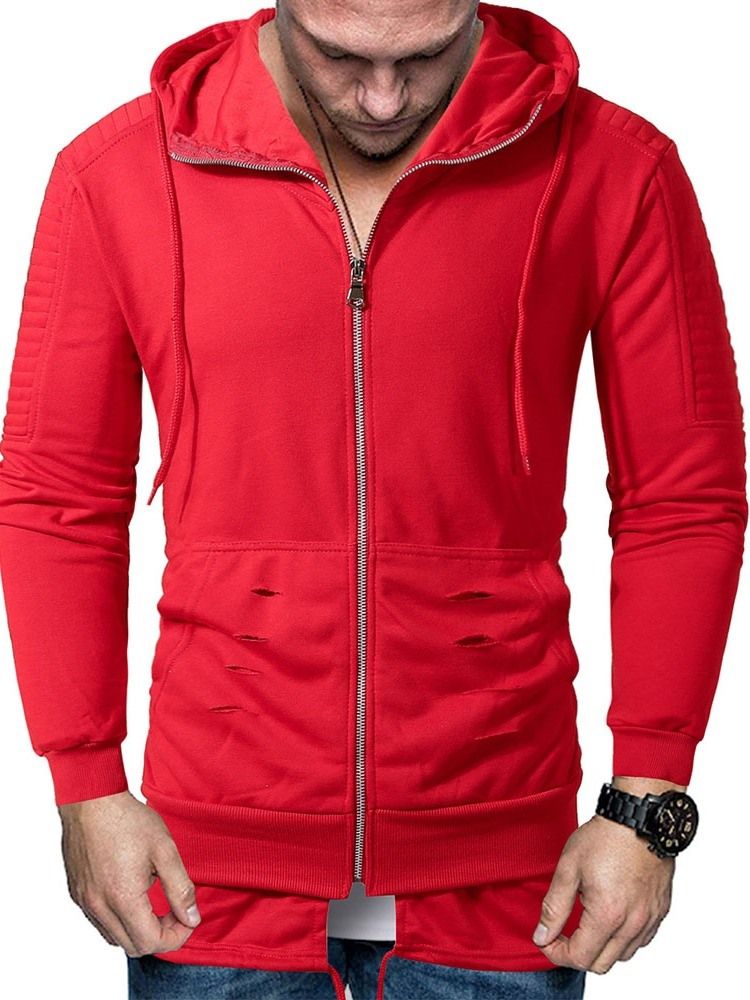 Pullover Zipper Plain Hommes Hoodies