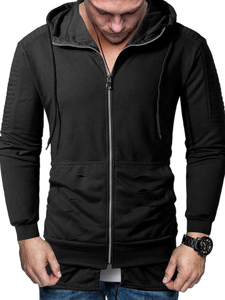 Pullover Zipper Plain Hommes Hoodies