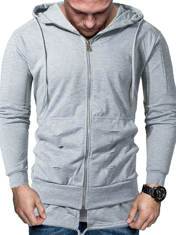 Pullover Zipper Plain Hommes Hoodies