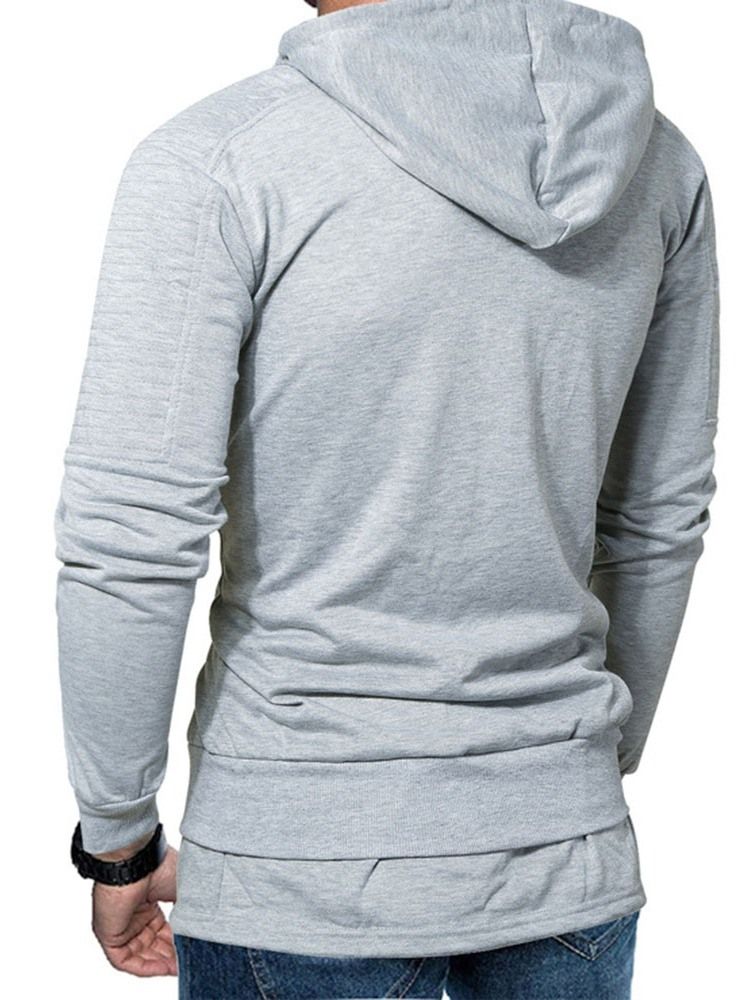 Pullover Zipper Plain Hommes Hoodies