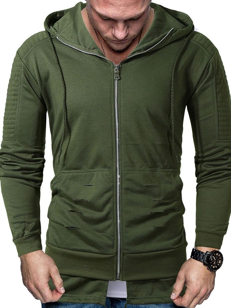 Pullover Zipper Plain Hommes Hoodies