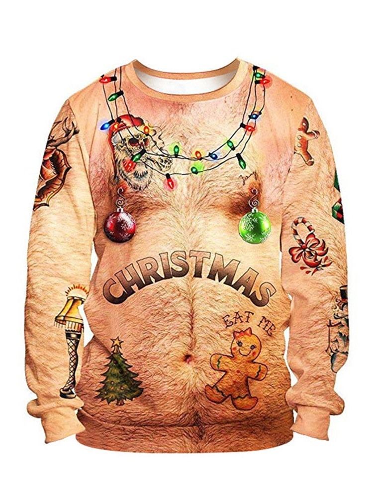 Pulls À Capuche Pour Hommes À Col Rond Et À Imprimé De Dessin Animé De Noël