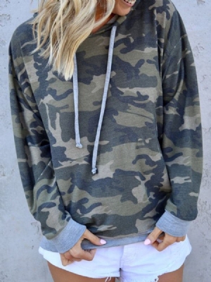 Sweat À Capuche À Col Rond Standard Camouflage Pour Femme