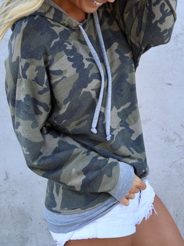 Sweat À Capuche À Col Rond Standard Camouflage Pour Femme