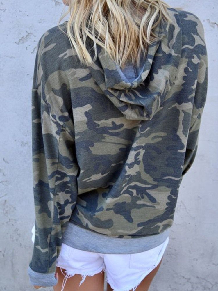 Sweat À Capuche À Col Rond Standard Camouflage Pour Femme