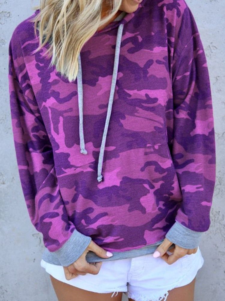 Sweat À Capuche À Col Rond Standard Camouflage Pour Femme