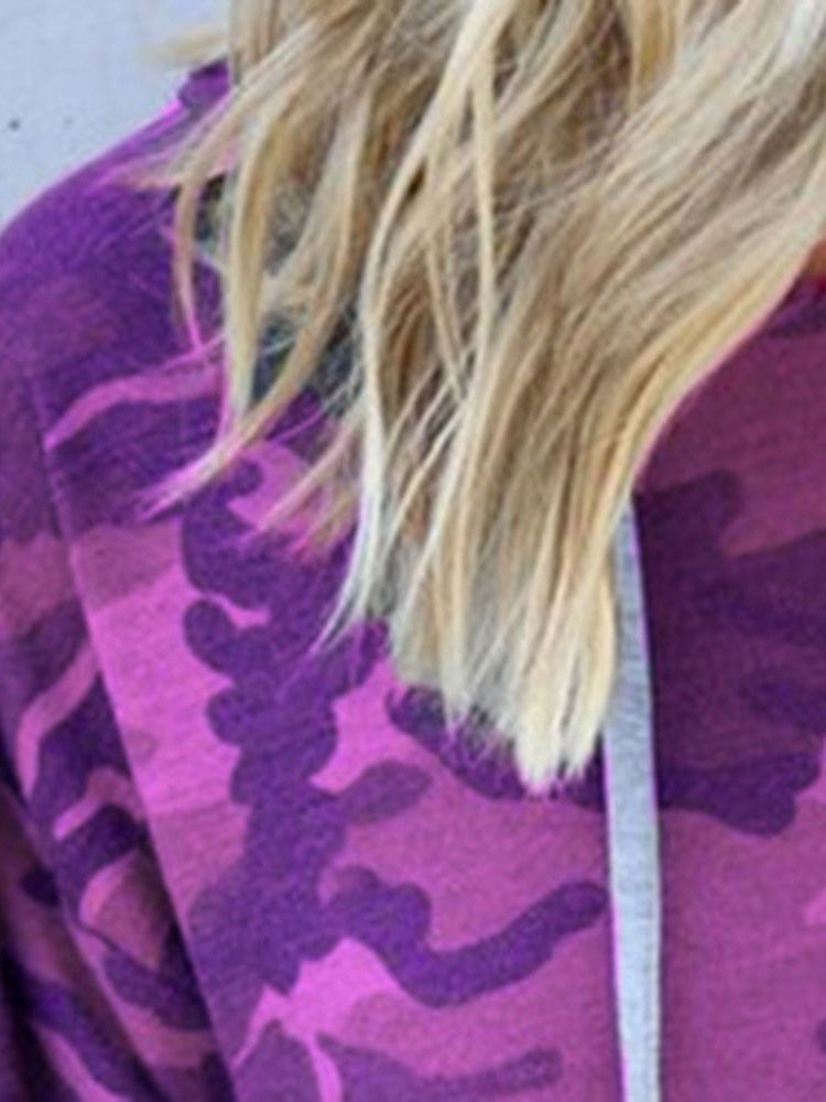 Sweat À Capuche À Col Rond Standard Camouflage Pour Femme