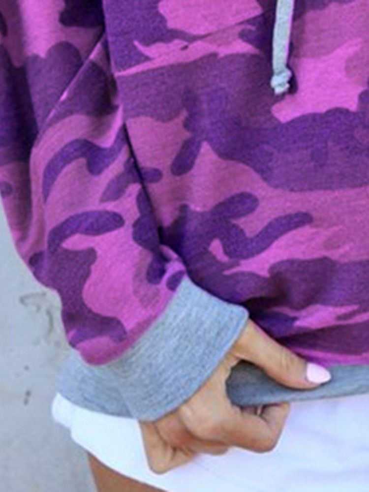 Sweat À Capuche À Col Rond Standard Camouflage Pour Femme