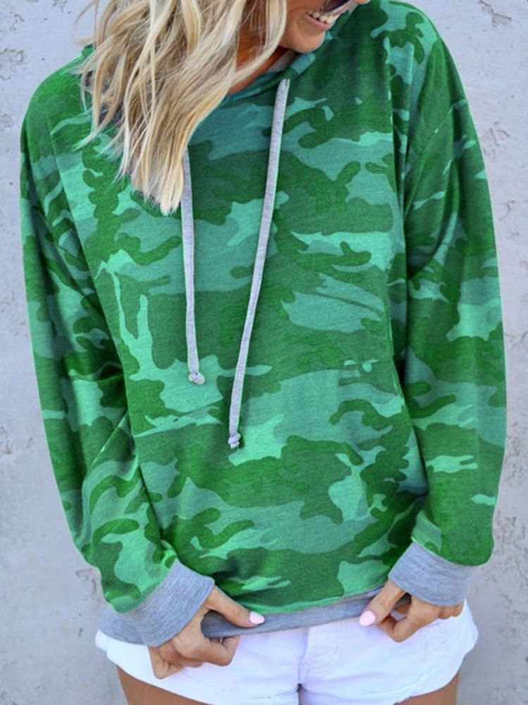 Sweat À Capuche À Col Rond Standard Camouflage Pour Femme