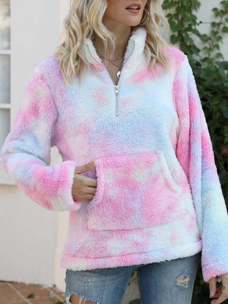 Sweat À Capuche D'hiver À Manches Longues Et Imprimé Color Block Pour Femmes