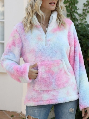 Sweat À Capuche D'hiver À Manches Longues Et Imprimé Color Block Pour Femmes