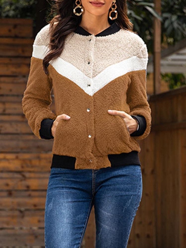 Sweat À Capuche Pour Femme Avec Blocs De Couleur À Boutonnage Simple