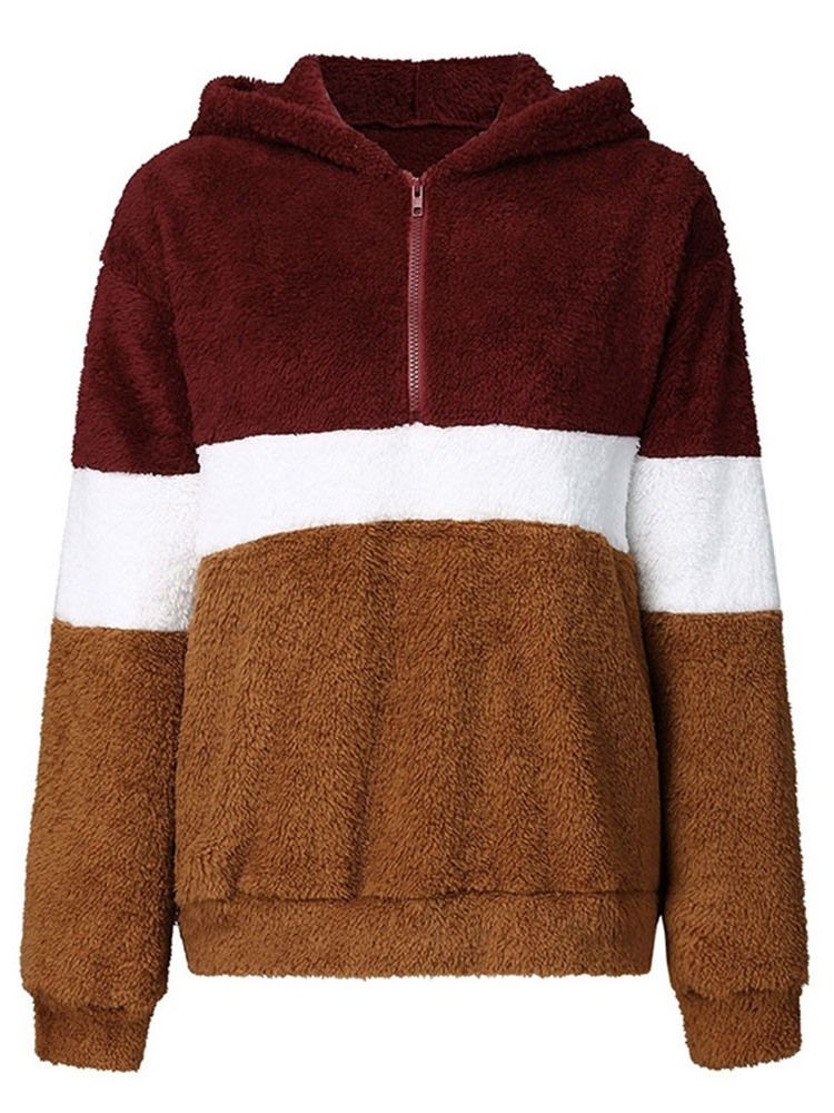 Sweat À Capuche Pour Femme À Manches Longues Et À Blocs De Couleurs