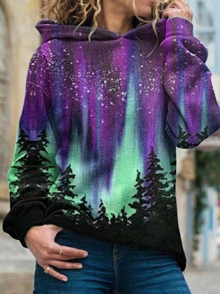 Sweat À Capuche Pour Femme Standard En Molleton À Imprimé Galaxie