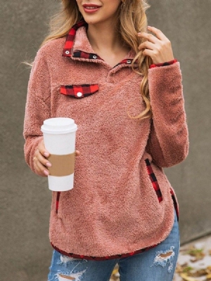 Sweat À Capuche Pour Femmes Mi-long Régulier D'hiver À Blocs De Couleurs