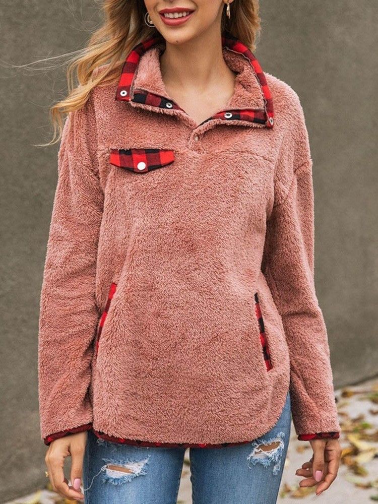 Sweat À Capuche Pour Femmes Mi-long Régulier D'hiver À Blocs De Couleurs