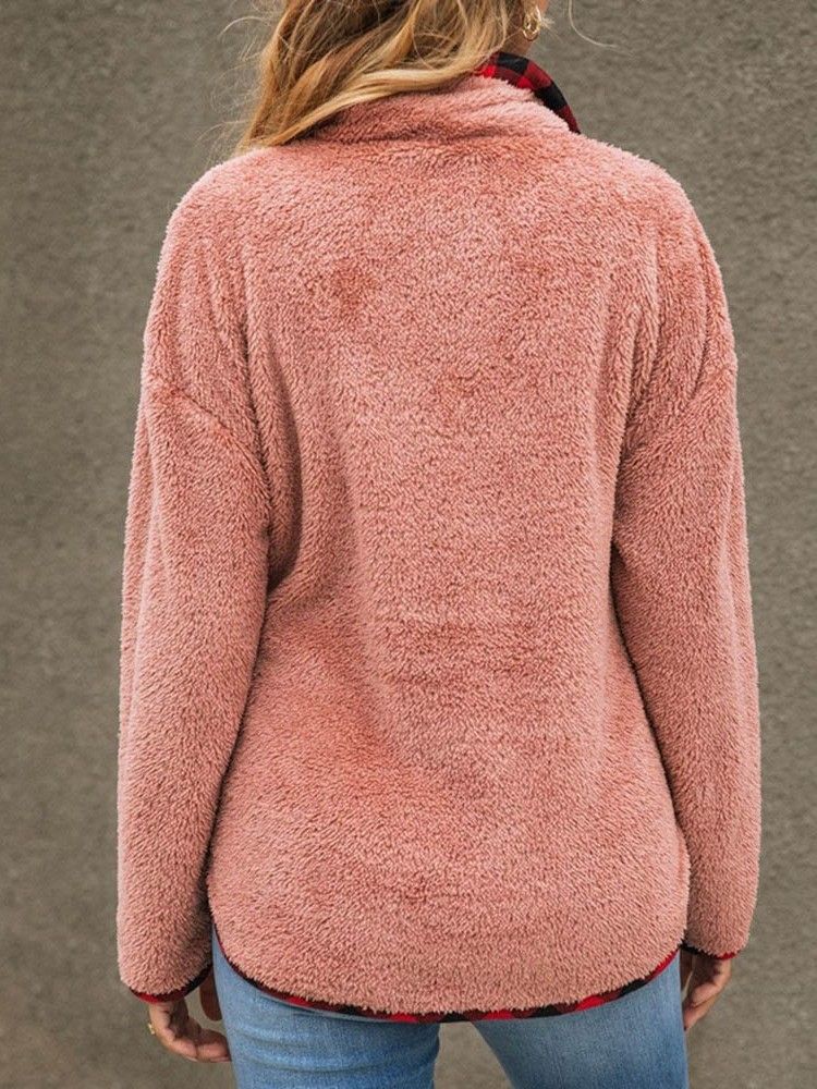 Sweat À Capuche Pour Femmes Mi-long Régulier D'hiver À Blocs De Couleurs