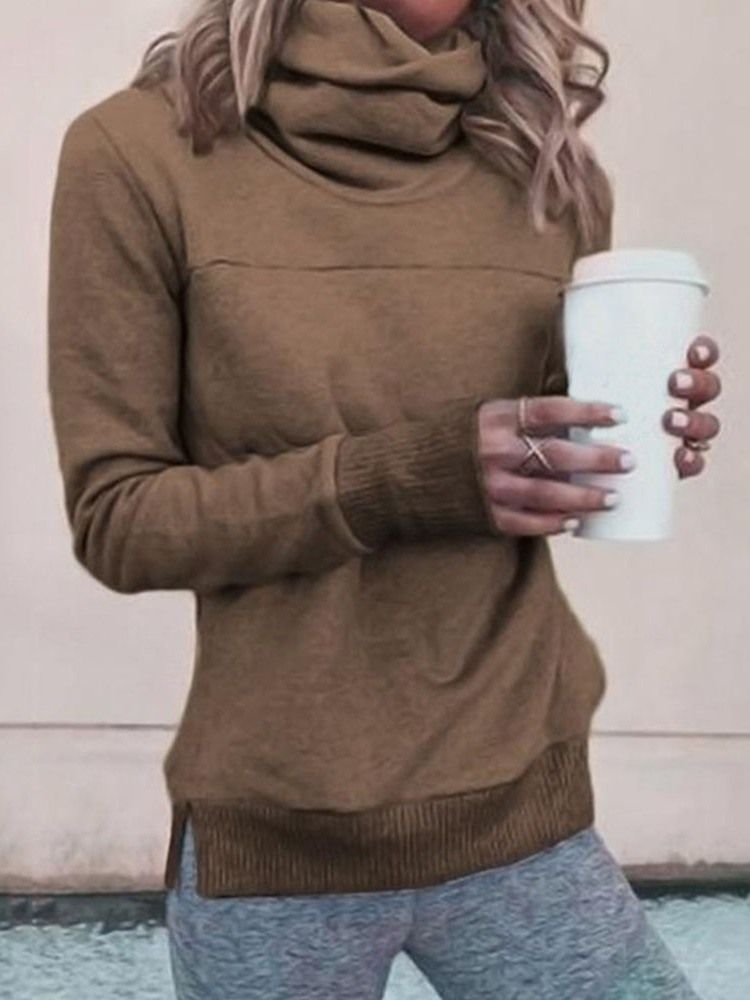 Sweat À Capuche Uni À Manches Longues Pour Femmes