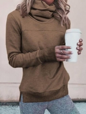 Sweat À Capuche Uni À Manches Longues Pour Femmes