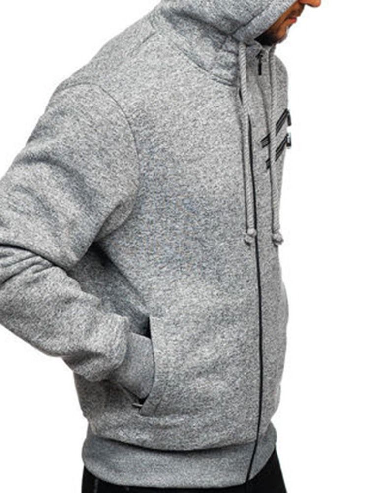 Sweats À Capuche Décontractés Pour Hommes En Molleton Artificiel Avec Poches De Couleur Unie