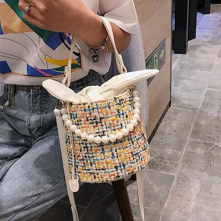 Sac Fourre-tout En Forme De Tonneau À Blocs De Couleurs Pour Femme