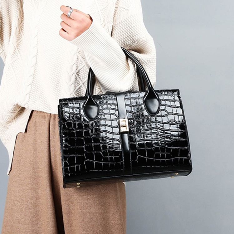 Sac À Main Carré En Cuir Synthétique Polyuréthane Alligator Lock