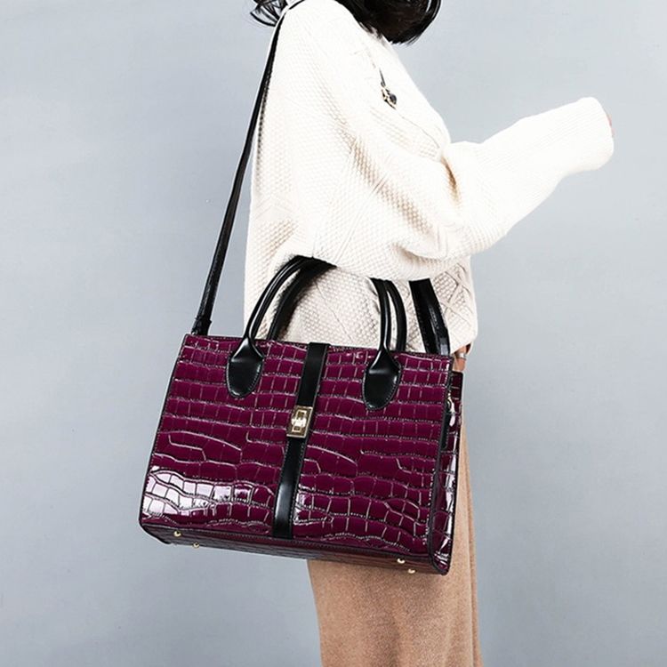 Sac À Main Carré En Cuir Synthétique Polyuréthane Alligator Lock