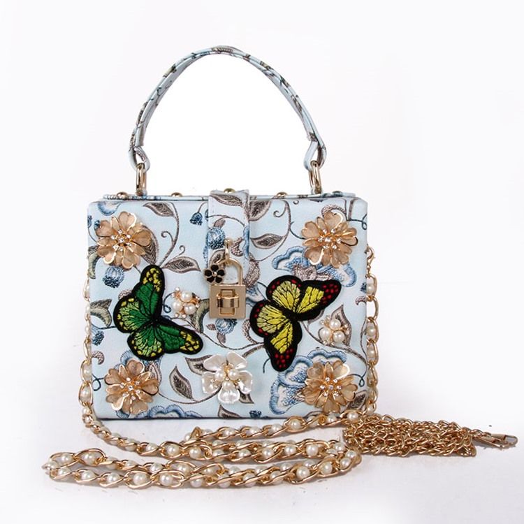 Sac À Main Élégant Avec Broderie Florale 3d