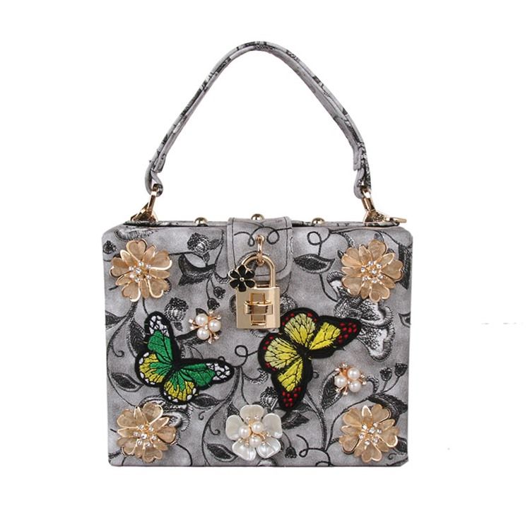 Sac À Main Élégant Avec Broderie Florale 3d