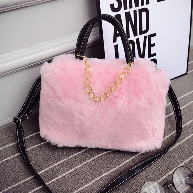 Sac À Main En Peluche De Couleur Unie De Style Coréen