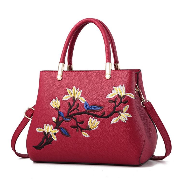 Sacs Fourre-tout À Broderie Florale En Pu