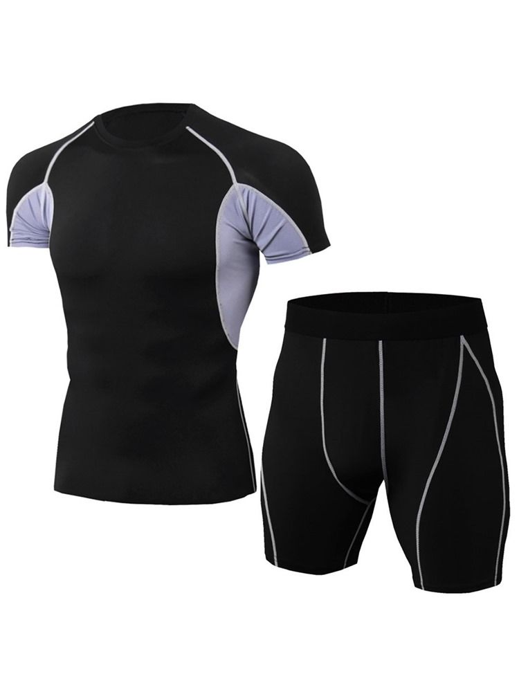 Ensemble De Sport Short Color Block Pour Homme