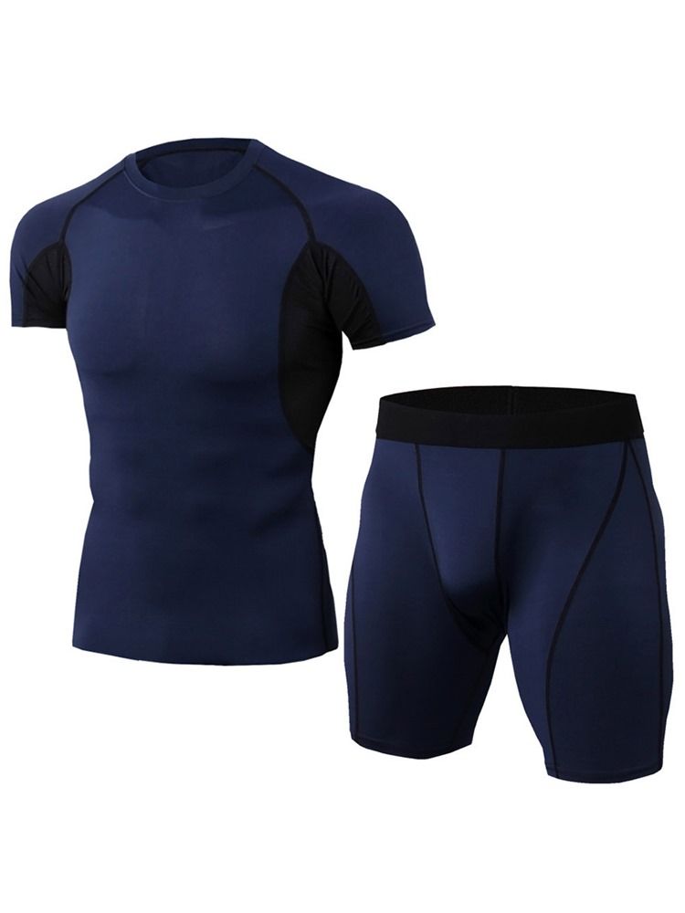 Ensemble De Sport Short Color Block Pour Homme