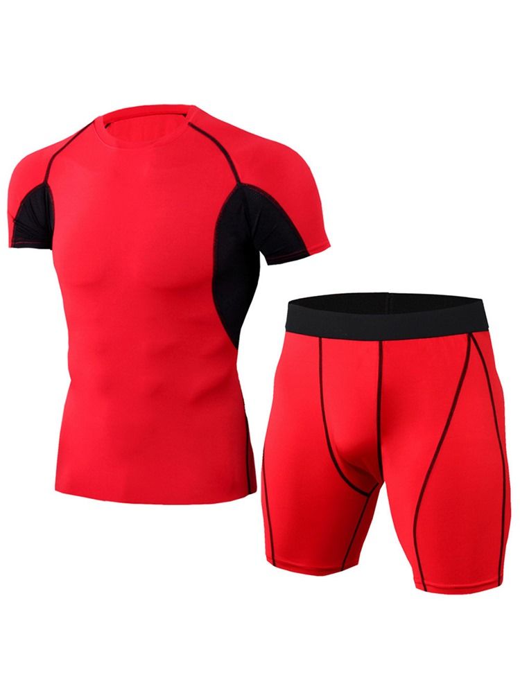 Ensemble De Sport Short Color Block Pour Homme