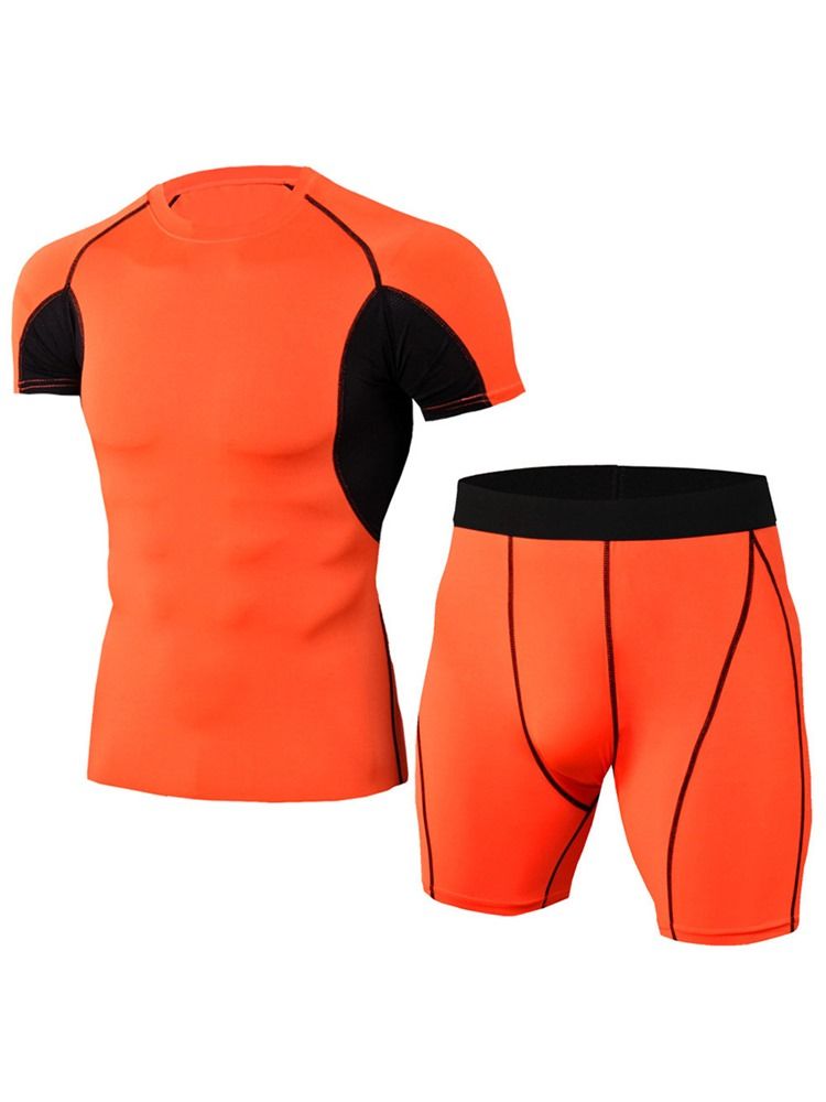 Ensemble De Sport Short Color Block Pour Homme