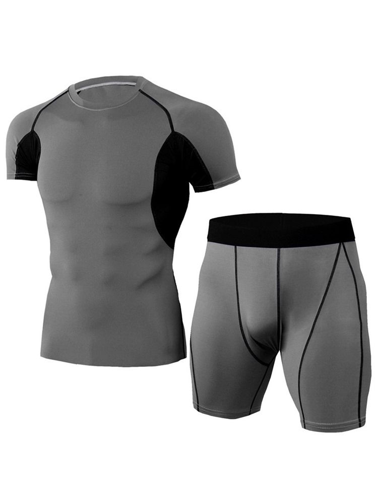 Ensemble De Sport Short Color Block Pour Homme