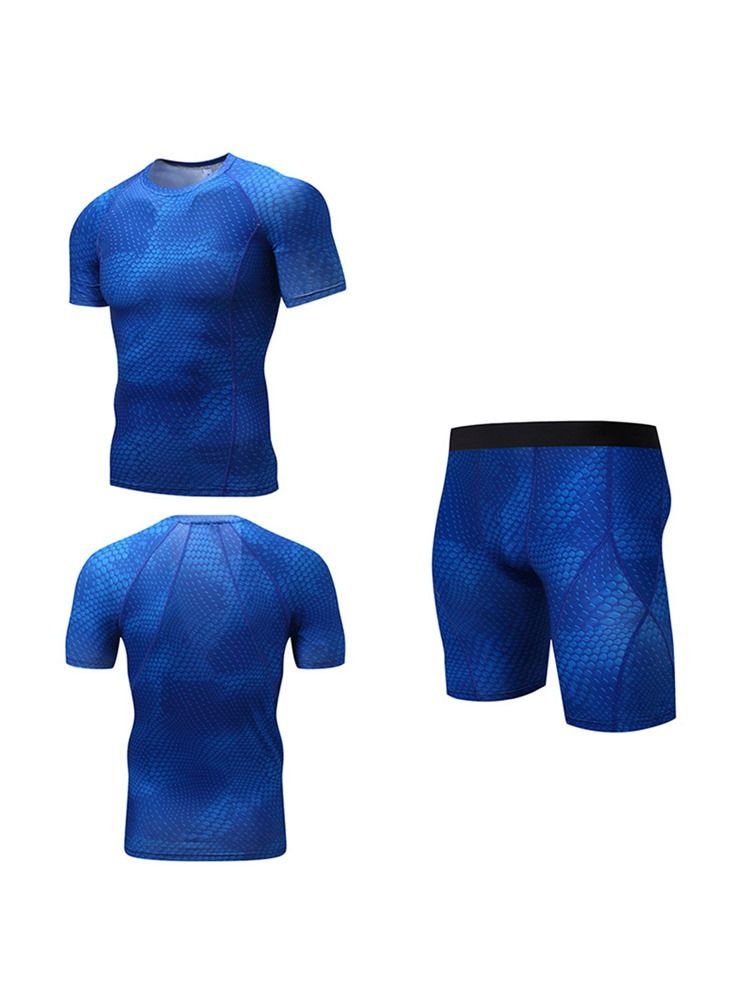 Ensembles De Sport À Manches Courtes Et À Blocs De Couleurs Pour Hommes