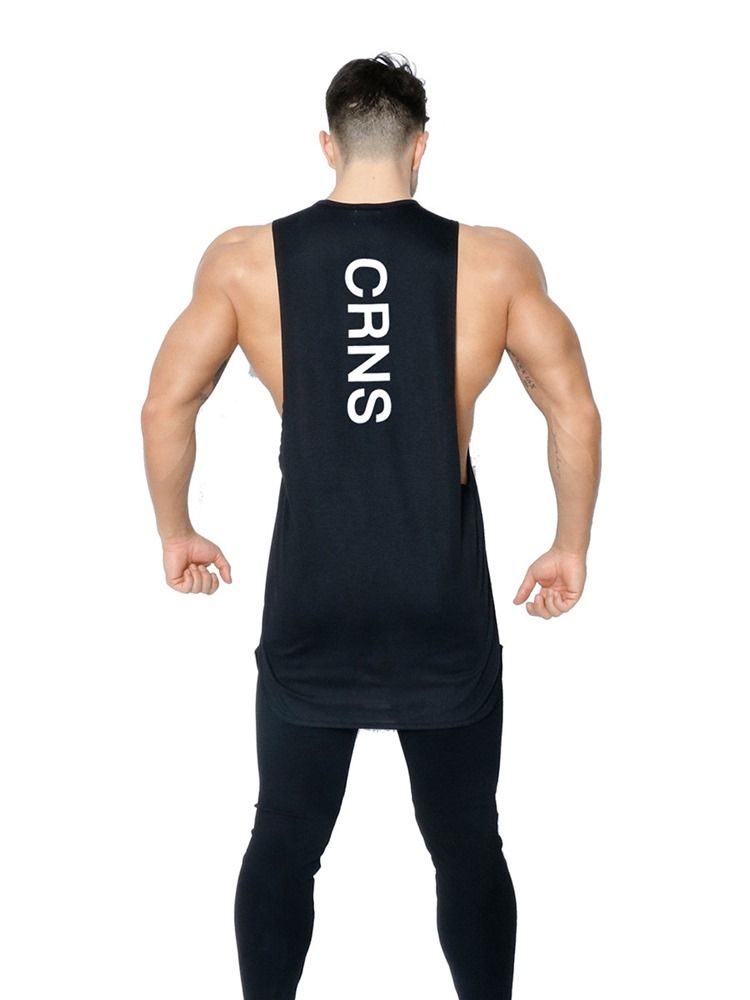 Gilet De Sport Sans Manches Pour Hommes En Coton Imprimé Lettre