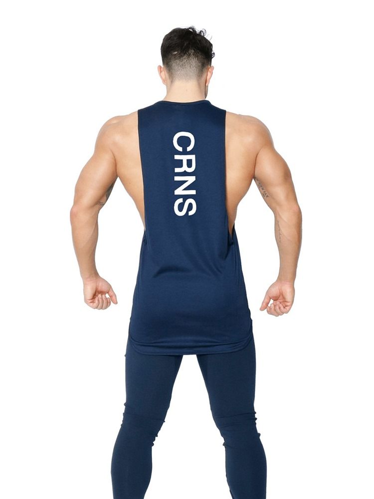 Gilet De Sport Sans Manches Pour Hommes En Coton Imprimé Lettre