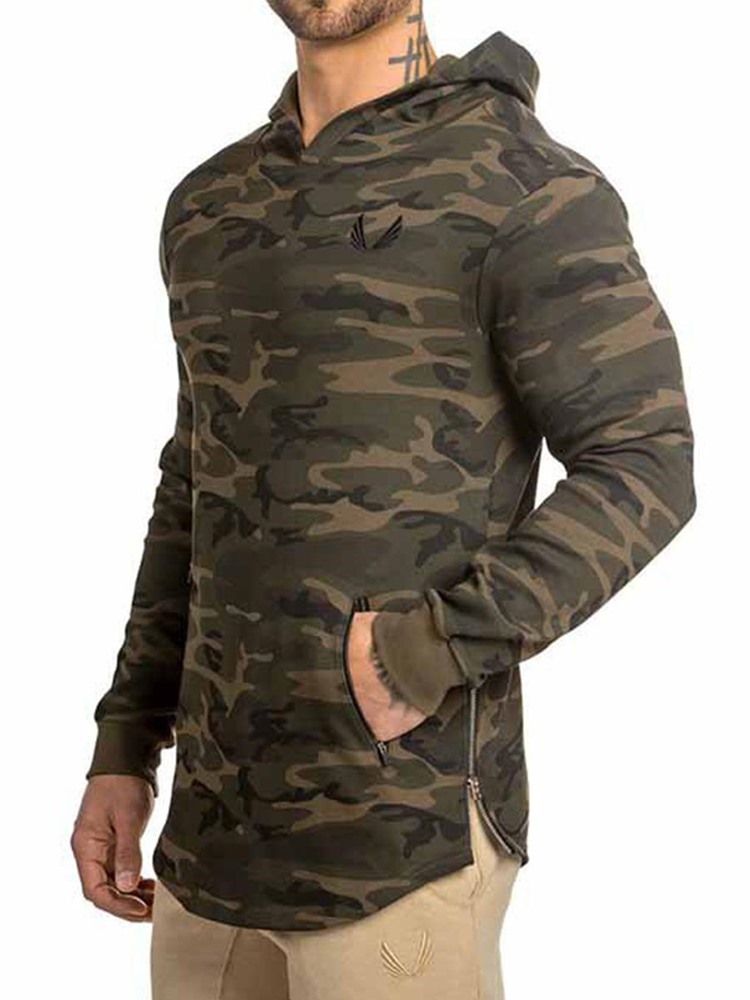 Hauts De Sport À Capuche Et Imprimé Camouflage Pour Hommes