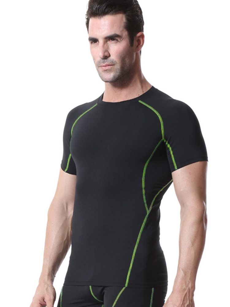 Hauts De Sport À Manches Courtes En Polyester Anti-transpiration Pour Hommes