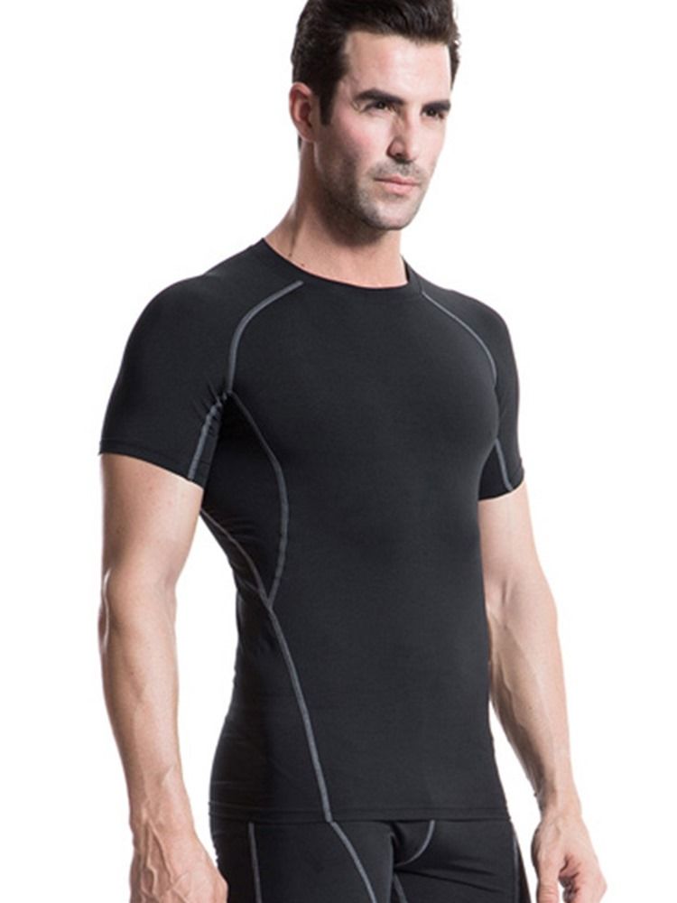 Hauts De Sport À Manches Courtes En Polyester Anti-transpiration Pour Hommes