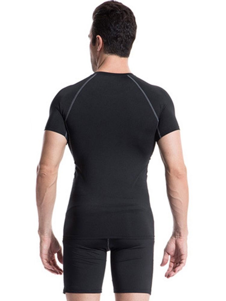 Hauts De Sport À Manches Courtes En Polyester Anti-transpiration Pour Hommes